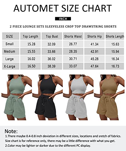 AUTOMET Womens 2 Piece Outfits Lounge Matching Sets Two Piece Linen Shorts Spring Tops Trendy Clothes Summer Vacation Resort Wear for Women 2023