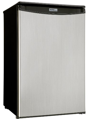 Danby DAR044A4BSLDD-6 4.4 Cu.Ft. Mini Fridge, Stainless & Toshiba EM131A5C-BS Microwave Oven with Smart Sensor, Easy Clean Interior, ECO Mode and Sound On/Off, 1.2 Cu Ft, Black Stainless Steel