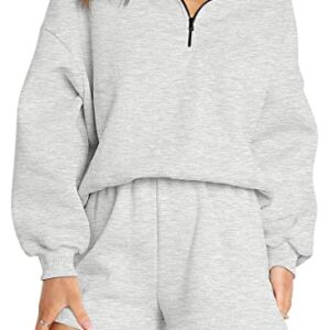 AUTOMET Women's Fashion Oversized 2 Piece Lounge Sets Fall Fashion Outfits 2023 Long Sleeve Cozy Casual Pajamas shorts Sweatsuit Sets