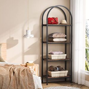 Tribesigns 4-Tier Open Bookshelf Set of 2, 70.8" Wood Bookcase Storage Shelves with Metal Frame, Freestanding Display Rack Tall Shelving Unit for Office, Bedroom, Living Room (Rustic Brown, 2PCS)