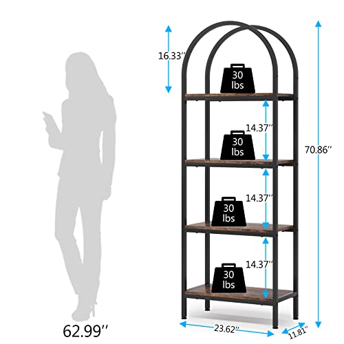 Tribesigns 4-Tier Open Bookshelf Set of 2, 70.8" Wood Bookcase Storage Shelves with Metal Frame, Freestanding Display Rack Tall Shelving Unit for Office, Bedroom, Living Room (Rustic Brown, 2PCS)