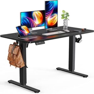 ergear electric standing desk 48 x 24 inches, height adjustable sit stand up desk, memory computer workstation table with splice board for home office, black