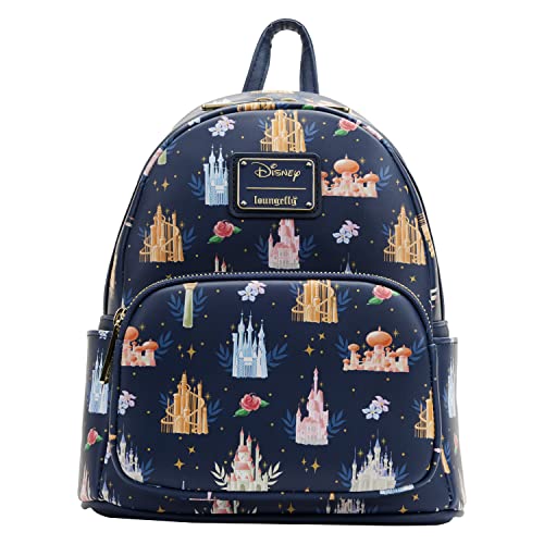 Loungefly Disney Princesses Castles All Over Print Womens Double Strap Shoulder Bag Purse