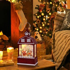 DRomance Christmas Music Snow Globe Lantern with 6 Hour Timer, USB Powered Battery Operated Lighted Water Singing Snow Globe for Mother’s Day Holiday Women Children Gift(Santa, 5 x 3.1 x 11.1 Inches)