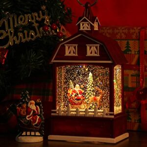 DRomance Christmas Music Snow Globe Lantern with 6 Hour Timer, USB Powered Battery Operated Lighted Water Singing Snow Globe for Mother’s Day Holiday Women Children Gift(Santa, 5 x 3.1 x 11.1 Inches)