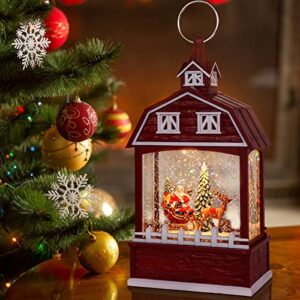 DRomance Christmas Music Snow Globe Lantern with 6 Hour Timer, USB Powered Battery Operated Lighted Water Singing Snow Globe for Mother’s Day Holiday Women Children Gift(Santa, 5 x 3.1 x 11.1 Inches)