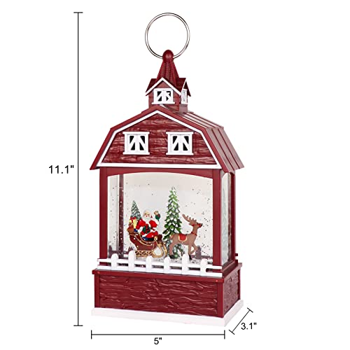 DRomance Christmas Music Snow Globe Lantern with 6 Hour Timer, USB Powered Battery Operated Lighted Water Singing Snow Globe for Mother’s Day Holiday Women Children Gift(Santa, 5 x 3.1 x 11.1 Inches)