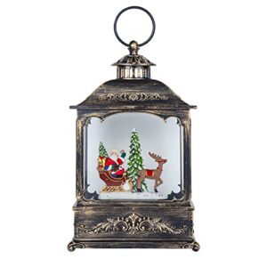 wondise christmas muscal snow globe with timer, usb plug-in & battery operated spinning water glitters lighted singing snow globe lantern for christmas decorations(santa)