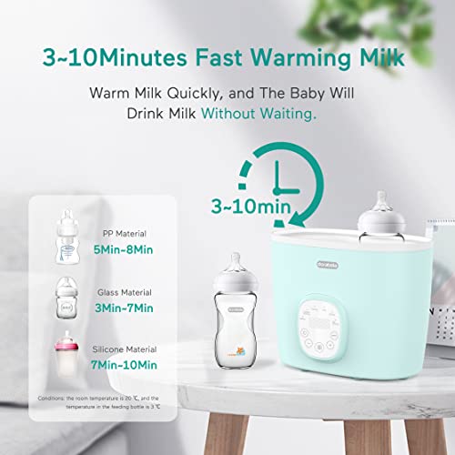 DORABELA Baby Bottle Warmer, 8-in-1 Fast Double Bottle Warmer for Baby Food Heating and Defrosting, BPA Free, Smart Operating Panel, 24H Temperature Control and Preset Time for Breastmilk or Formula