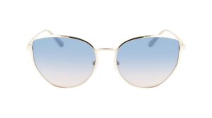 calvin klein women's ck22113s rectangular sunglasses, gold/sky, one size