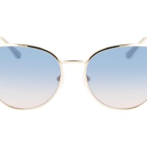 Calvin Klein Women's CK22113S Rectangular Sunglasses, Gold/Sky, One Size