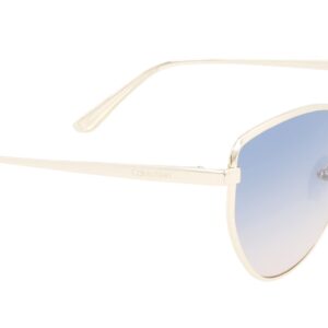 Calvin Klein Women's CK22113S Rectangular Sunglasses, Gold/Sky, One Size