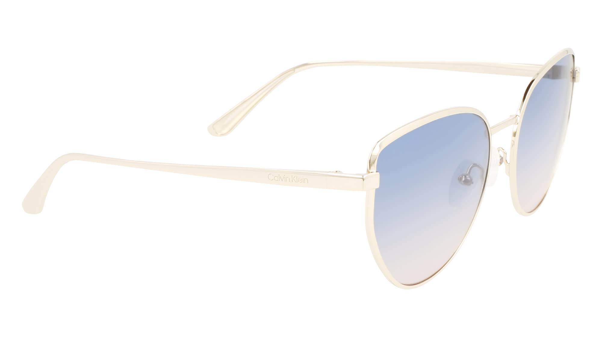 Calvin Klein Women's CK22113S Rectangular Sunglasses, Gold/Sky, One Size