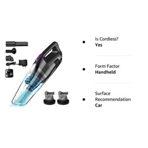 whall Handheld Vacuum Cordless, 8500PA Strong Suction Hand Held Vacuum Cleaner with LED Light, Lightweight Mini Car Vacuum Cordless Rechargeable, Portable Hand Vacuum Cleaner for Car, Home and Pet