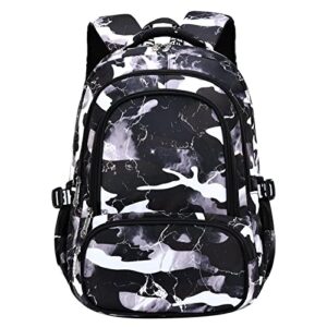 yvechus camo backpack for kids, lightweight camo backpack elementary middle school backpack water repellent bookbag (camo black)