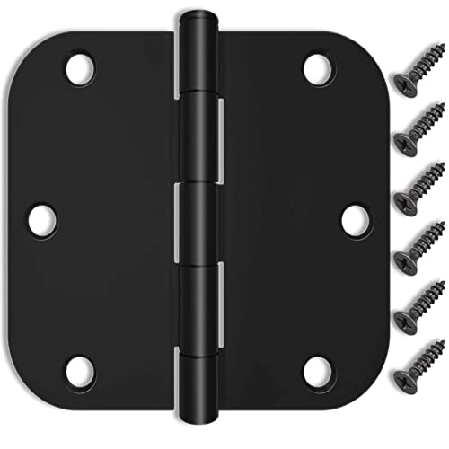 9 Pack Matte Black Door Hinges,3.5 Inch Door Hinges Black Matte with 5/8" Radius,Fit Standard Door/Bedroom Door/Exterior Door/Interal Door Hardware Hinges,Black Finish Hinges for Doors 3 1/2 Inch