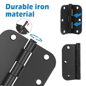 9 Pack Matte Black Door Hinges,3.5 Inch Door Hinges Black Matte with 5/8" Radius,Fit Standard Door/Bedroom Door/Exterior Door/Interal Door Hardware Hinges,Black Finish Hinges for Doors 3 1/2 Inch