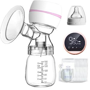 electric breast pump with 10 breastmilk storage bags， all-in-one automatic electric breast pump painless breast massager，3 modes, 9 levels,portable breast pump strong suction power, quiet, pain free