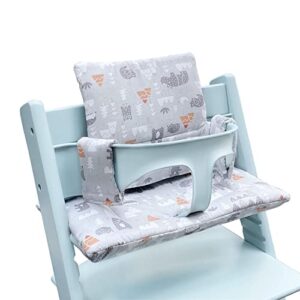 zarpma highchair cushion compatible with stokke tripp trapp chiar high chair insert cotton fabric cover filled with cotton padding (grey forest)