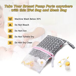 Damero Breast Pump Parts Bag, Wet Dry Breast Pump Parts Bag, Pumping Bag with Waterproof Mat and Mesh Bag, Gray Arrow