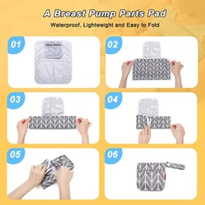 Damero Breast Pump Parts Bag, Wet Dry Breast Pump Parts Bag, Pumping Bag with Waterproof Mat and Mesh Bag, Gray Arrow