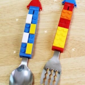 Oxford Brick Spoon and Fork with Case for Kids. Blue or Red for Case.