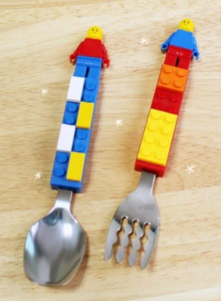 Oxford Brick Spoon and Fork with Case for Kids. Blue or Red for Case.