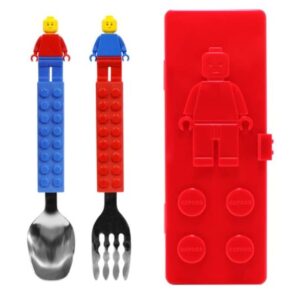 Oxford Brick Spoon and Fork with Case for Kids. Blue or Red for Case.