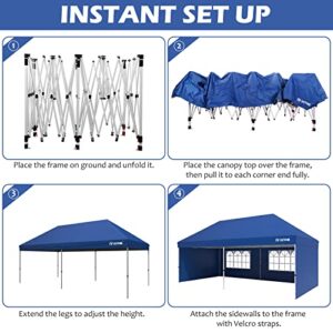 OUTFINE Canopy 10'X20' Pop Up Canopy Gazebo Commercial Tent with 4 Removable Sidewalls, Stakes X12, Ropes X6 for Patio Outdoor Party Events