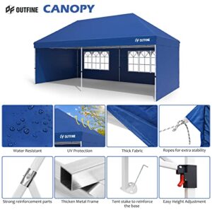 OUTFINE Canopy 10'X20' Pop Up Canopy Gazebo Commercial Tent with 4 Removable Sidewalls, Stakes X12, Ropes X6 for Patio Outdoor Party Events