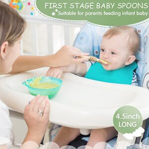 Potchen 14 Pack Silicone Baby Spoons First Stage Feeding for Babies and Toddlers Infant Spoon Led Weaning Training 6 Months Self Feeding, Soft Set, 4.5 x 1 inches