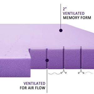 SINWEEK 2 Inch Gel Memory Foam Mattress Topper Ventilated Soft Mattress Pad, Bed Topper, CertiPUR-US Certified, Twin XL Size, Purple