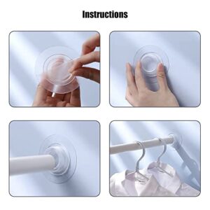 Self Adhesive Telescopic Rod Holder,Mounted-Free Shower Curtain Pole Support,No Drilling Clothes Bar Bracket,Multipurpose Tension Retainer,Non Displacement/Strong Bearing Capacity/Transparent(4pcs)