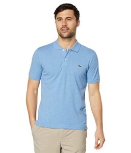 lacoste contemporary collection's men's short sleeve classic pique polo shirt, heather thermal, medium