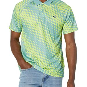 Lacoste Men's Contemporary Collection's Short Sleeve Novak Djokovic Sport Ultra Dry Polo Shirt, Florida/Lima, Large