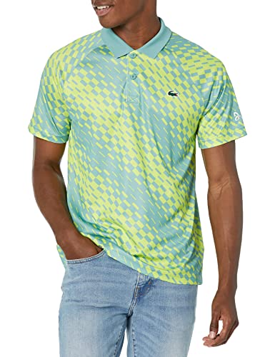 Lacoste Men's Contemporary Collection's Short Sleeve Novak Djokovic Sport Ultra Dry Polo Shirt, Florida/Lima, Large