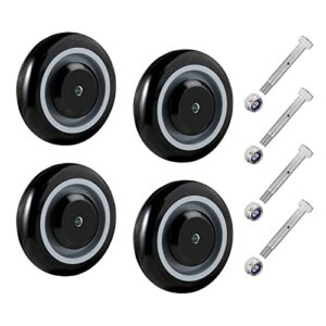 ninoso 5" wheels for cart, 5/16" axle polyurethane shopping cart wheels replacement casters 1400lbs total capacity