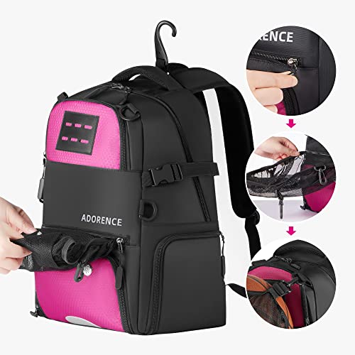 adorence Basketball Backpack with Shoe Compartment(Ball Net, Water Resist) Soccer Bag/Volleyball Backpack- Black