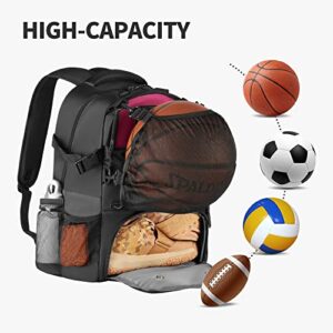 adorence Basketball Backpack with Shoe Compartment(Ball Net, Water Resist) Soccer Bag/Volleyball Backpack- Black