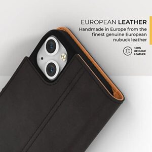 Snakehive iPhone 14 Plus Leather Case | Genuine Leather Wallet Phone Case with Card Holder | Flip Folio Case/Cover with Stand | Compatible with iPhone 14 Plus | (Black)