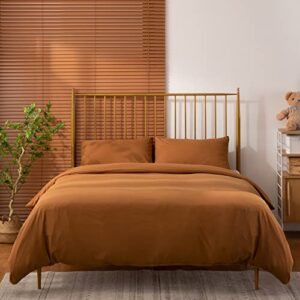 tocomoa duvet cover king burnt orange, 100% microfiber rust comforter cover set, ultra soft 3 pieces bedding set with 1 duvet cover and 2 pillowcases