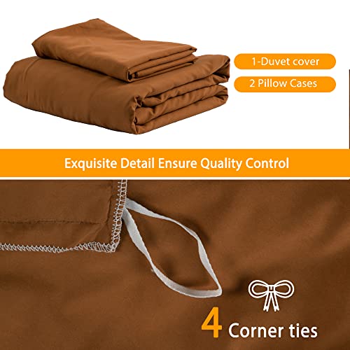 TOCOMOA Duvet Cover King Burnt Orange, 100% Microfiber Rust Comforter Cover Set, Ultra Soft 3 Pieces Bedding Set with 1 Duvet Cover and 2 Pillowcases
