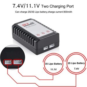 BESWON 2 Packs Airsoft Battery 11.1V Rechargeable 1600mAh 30C Lipo Battery Pack with 2S-3S Balance Charger for Airsoft Guns Rifle