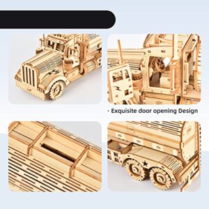 eaclqins 3D Wooden Puzzle Truck Model Kit - Self Build Vehicle Kit, Christmas/Birthday Brain Teasers and Puzzles for Adults and Teens Gift Puzzles. (Tank Truck)