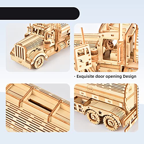 eaclqins 3D Wooden Puzzle Truck Model Kit - Self Build Vehicle Kit, Christmas/Birthday Brain Teasers and Puzzles for Adults and Teens Gift Puzzles. (Tank Truck)