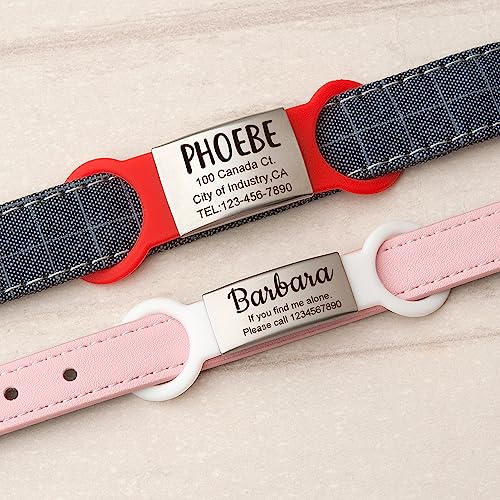 Anavia Slide On Silent Pet ID Tags, S/M/L/XL Personalized Multi-Color Silicone Band Cat Dog Name Tags, Customized Engraved Stainless Steel, Chew-Proof Quiet Dog Collar Tags (Small, Black)