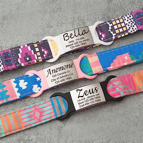 Anavia Slide On Silent Pet ID Tags, S/M/L/XL Personalized Multi-Color Silicone Band Cat Dog Name Tags, Customized Engraved Stainless Steel, Chew-Proof Quiet Dog Collar Tags (Small, Black)