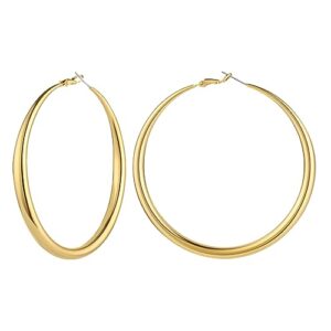 chunky hoop earrings for women 18k real gold plated thick round gold hoops earrings hypoallergenic big large statement earrings gift for girls 40mm