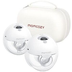 momcozy m5 hands free breast pump, double wearable breast pump of baby mouth double-sealed flange with 3 modes & 9 levels, electric breast pump portable - 24mm, 2 pack quill gray