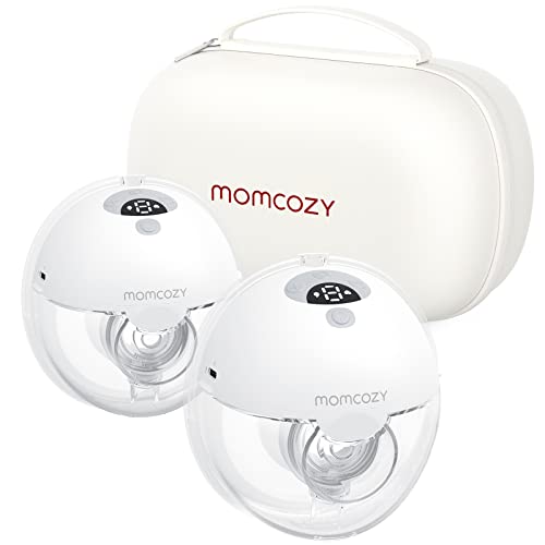 Momcozy M5 Hands Free Breast Pump, Double Wearable Breast Pump of Baby Mouth Double-Sealed Flange with 3 Modes & 9 Levels, Electric Breast Pump Portable - 24mm, 2 Pack Quill Gray